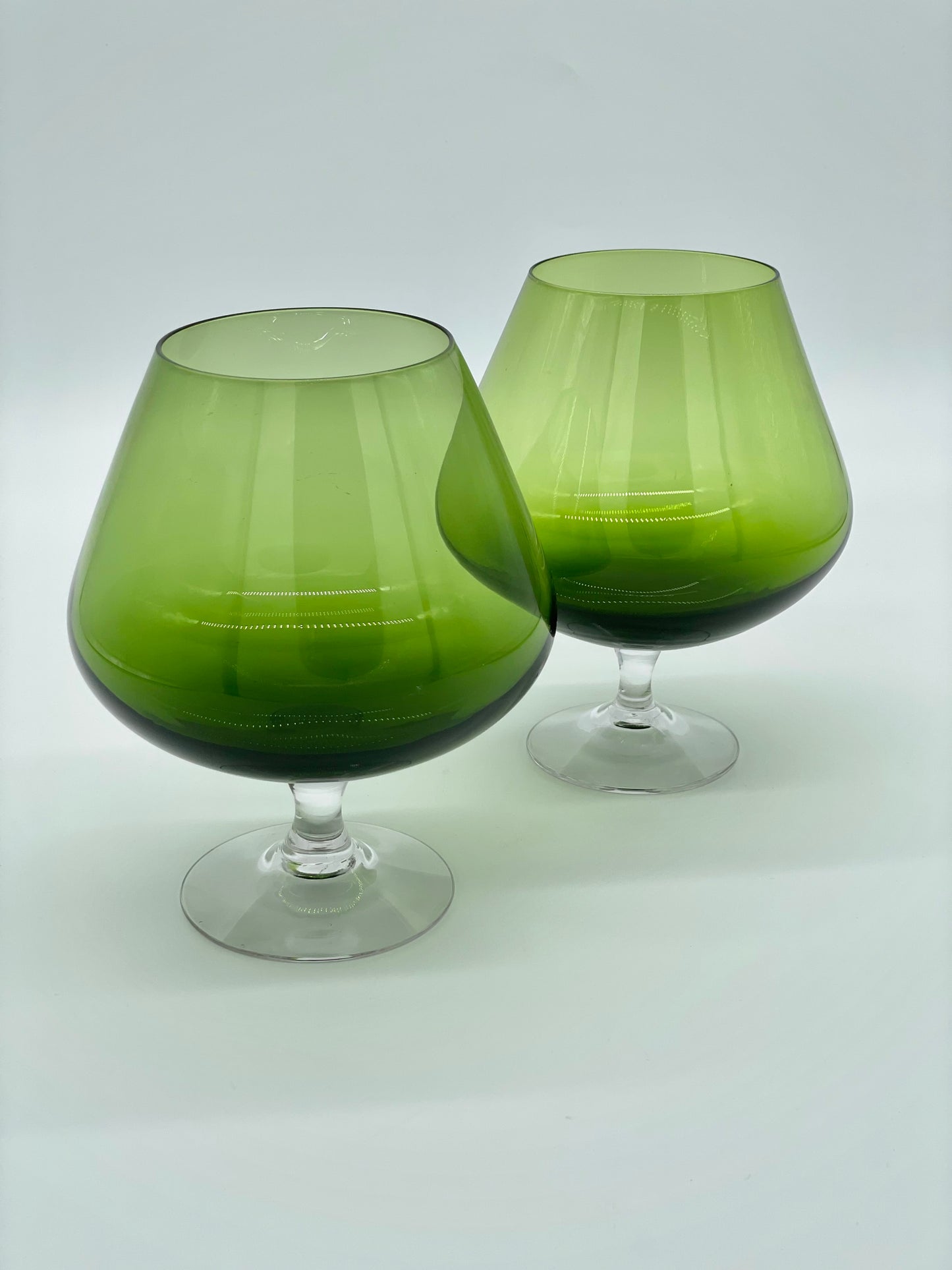 Large mid-century green glasses