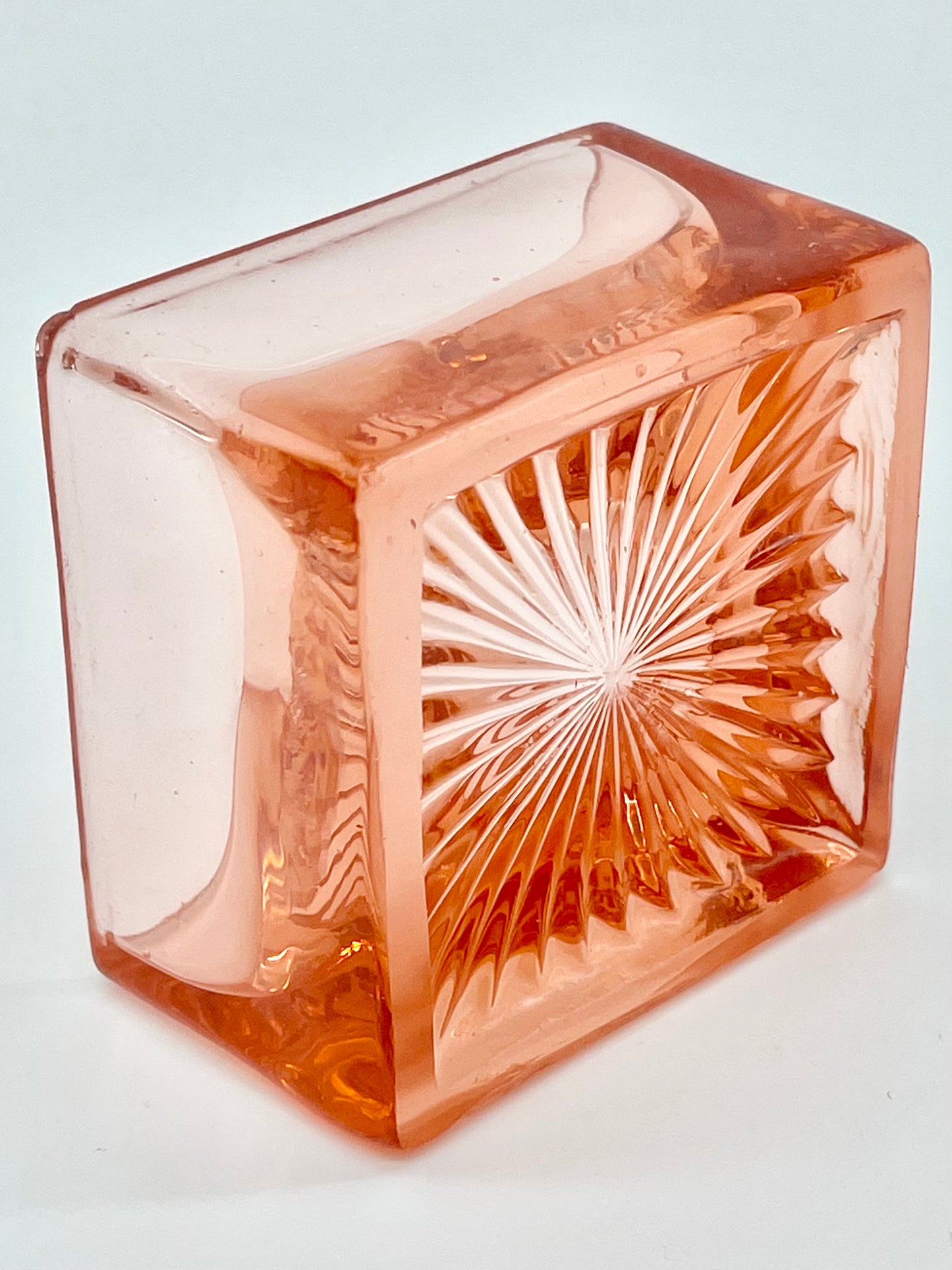 Vintage pink square glass dish