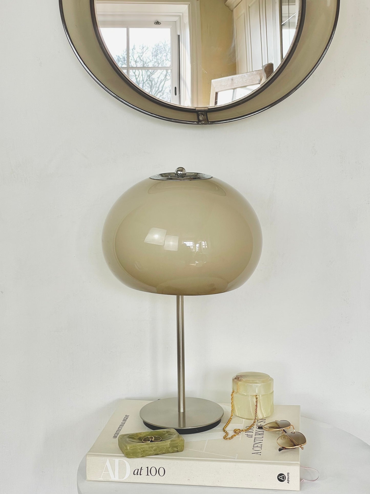 Greige Guzzini style lamp