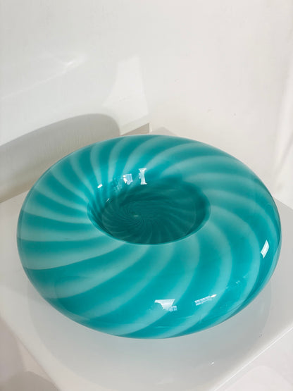 Blue glass swirl bowl