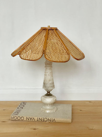 Marble and rattan lamp